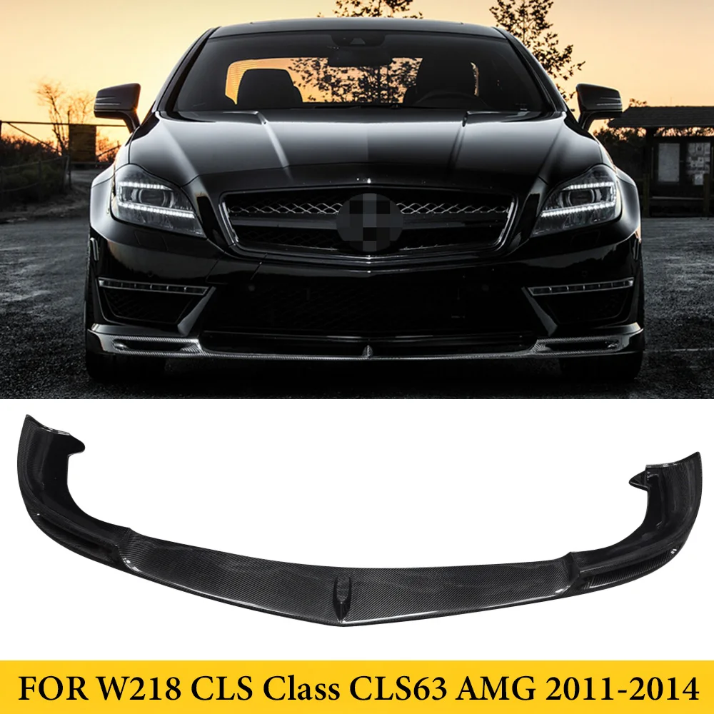 For Mercedes-Benz CLS Class W218 CLS63 AMG 2011-2014 Carbon Fiber Front Bumper Lip Spoiler Car Styling