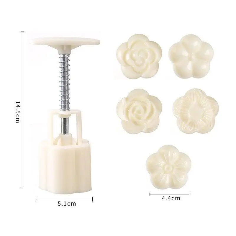 DIY Mooncake Mold 1 Set Plastic Hand Press Pastry Maker Easy Clean for Home Kitchen Baking Party Dessert Making