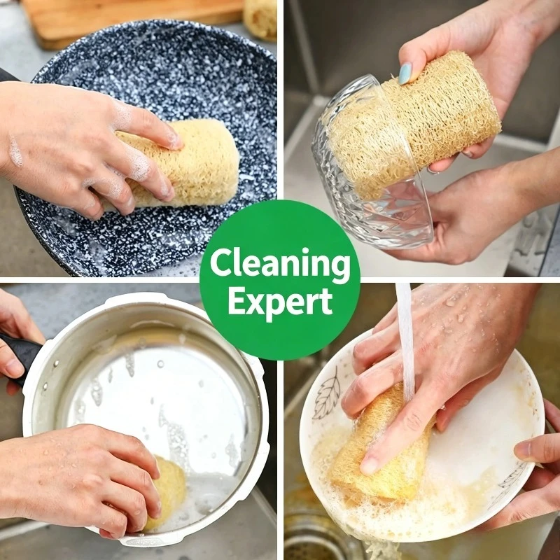 1/3/5 Pcs Natural Luffa Broken Cloth Brush Bowl Brush Pot Kitchen Strong Stain Removal and Cleaning Scouring Pad