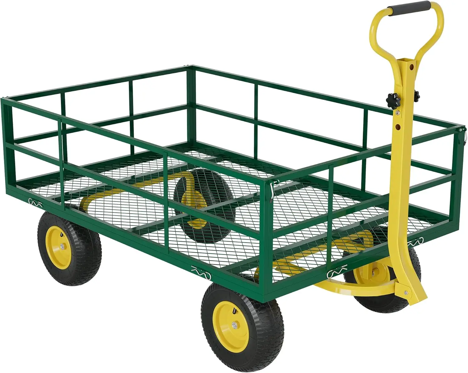 

3 in 1 Heavy Duty Steel Garden Cart 1200 Lbs Garden Wagon with 13 Inch All Terrain Tires and Removable Mesh Side Panels 180° Rot