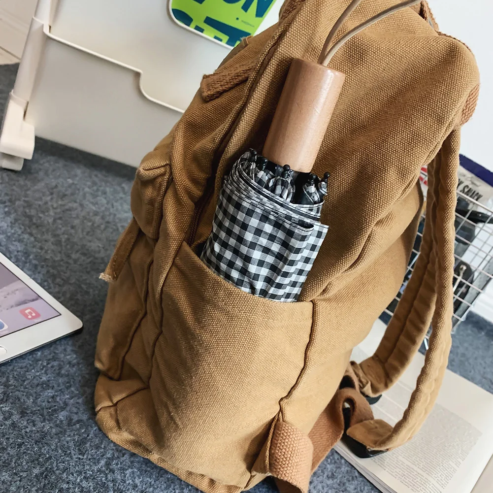 

Винтажный мужской и женский рюкзак из хлопкового холста, повседневный студенческий рюкзак большой емкости, однотонная сумка для отдыха