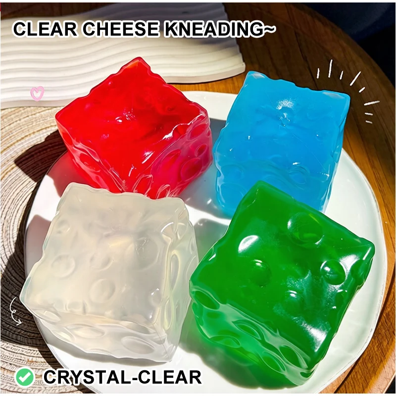 New Transparent Cheese Squishy Toy super Soft Slow Rebound Texture Stress Relief Squeezy Ball Finger Pressure Relief Squeezy Toy