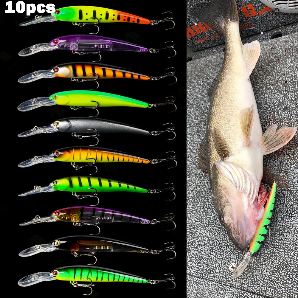 10pc Deep Walleye Crankbait  Minnow Fishing Lure 11g Laser Hard Artificial Bait Pike Carp Fishing Wobblers Tackle  Bandit