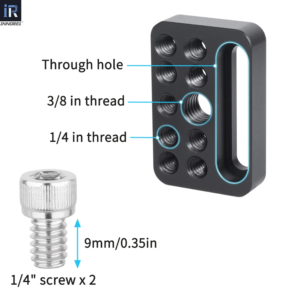 INNOREL CP03 Multi-Functional Cheese Plate with 1/4" & 3/8" Threads,Porous Connection Quick Installation Board for Camera Cage - Image 2