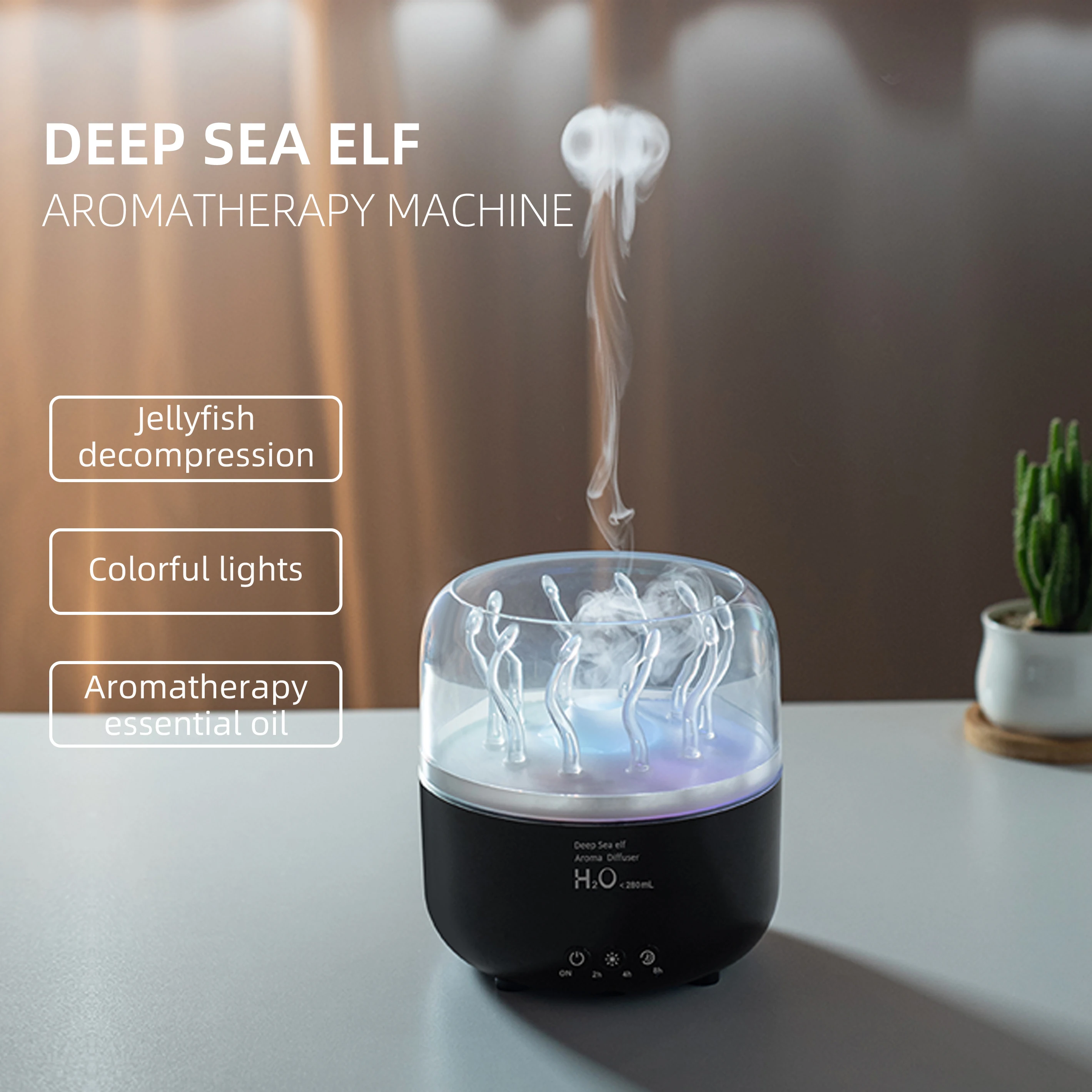Rotating Jellyfish Aroma Diffuser Dancing Seaweed Mist Mode Smart Humidifier with Remote 7-Color LED Night Light for Home image 2