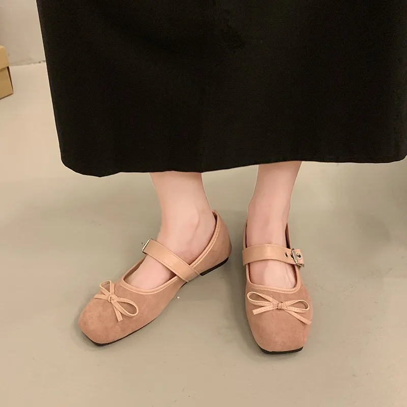 المرأة الفرنسية القوس شقة ماري جين أحذية موضة ليوبارد طباعة ساحة تو السيدات الراحة لينة وحيد حذا فردي للسيدات Zapatos De Mujer