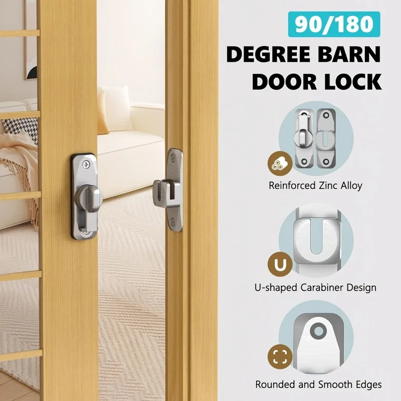 90/180 Degree Barn Door Locks,Sliding Door Window Latch,Door Bolt Lock,Anti-theft Buckle,Baby Safety Latches,Flip Gate Hardware - view 3