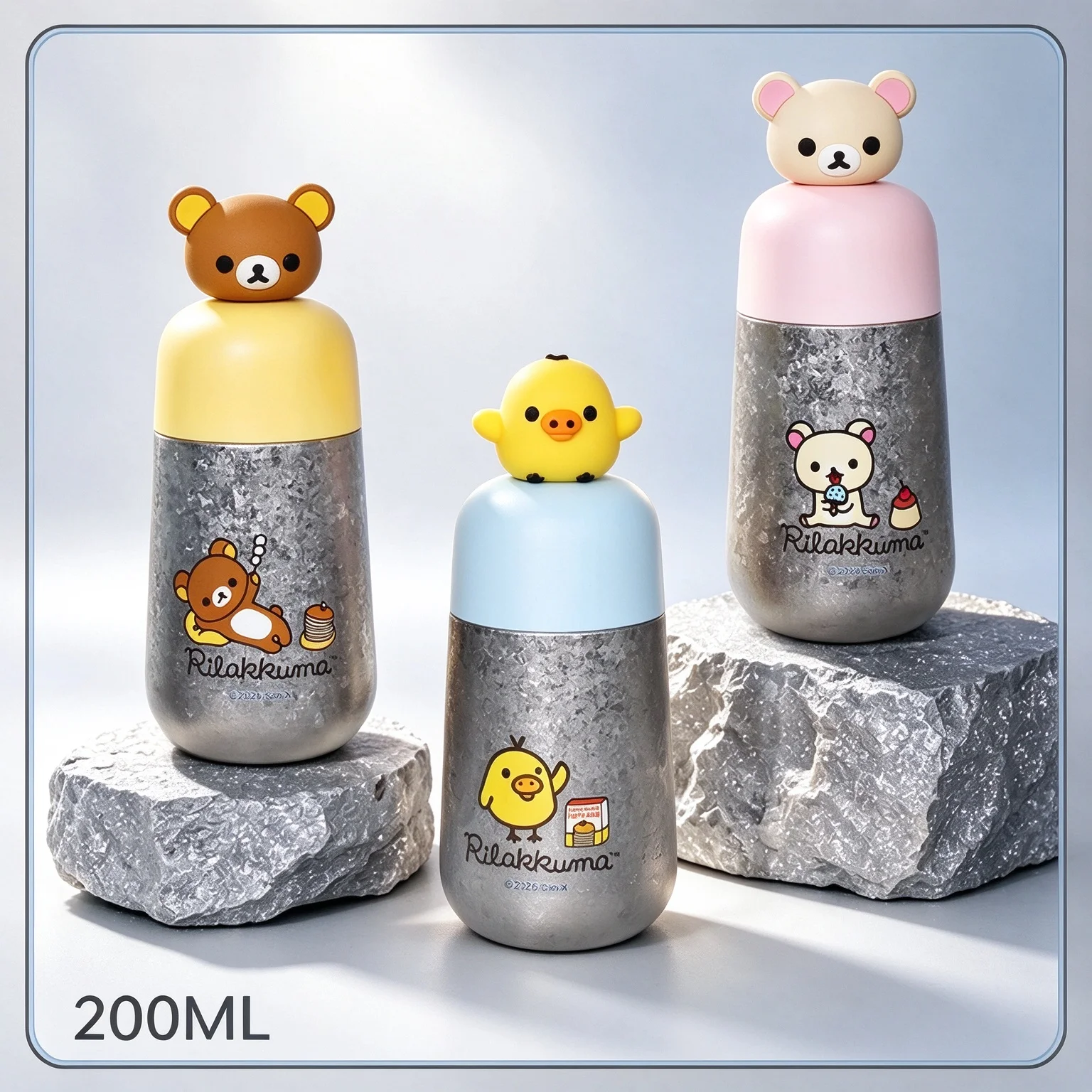 Mtutu Rilakkuma Pure Titanium Thermos Cup 200ml Portable Mini Tea Water Separation Insulated Water Bottle For Travel Office Toy