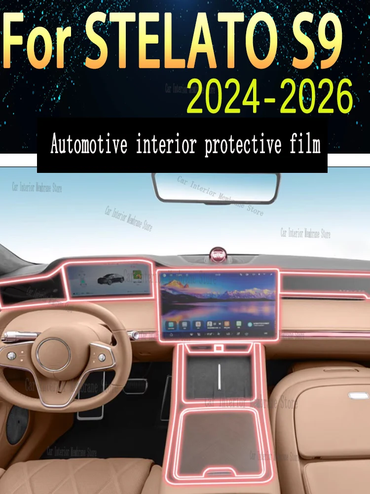 For STELATO S9 (2024-2026）Car Gearbox Panel Film Dashboard Protective Sticker Interior Screen Anti-Scratch Accessories