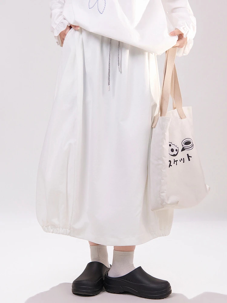 

Юбка с высокой талией, завязками и бантом, белая, с цветочным узором, женская, летняя, с эластичной талией, из полиэфирного волокна, свободного кроя