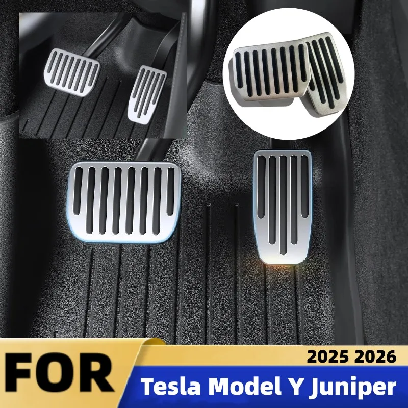 For Tesla Model Y Juniper 2025 2026 Car Accelerator Brake Foot Pedal Non-Slip Pad No Drilling Pedal Protective Cover Accessories