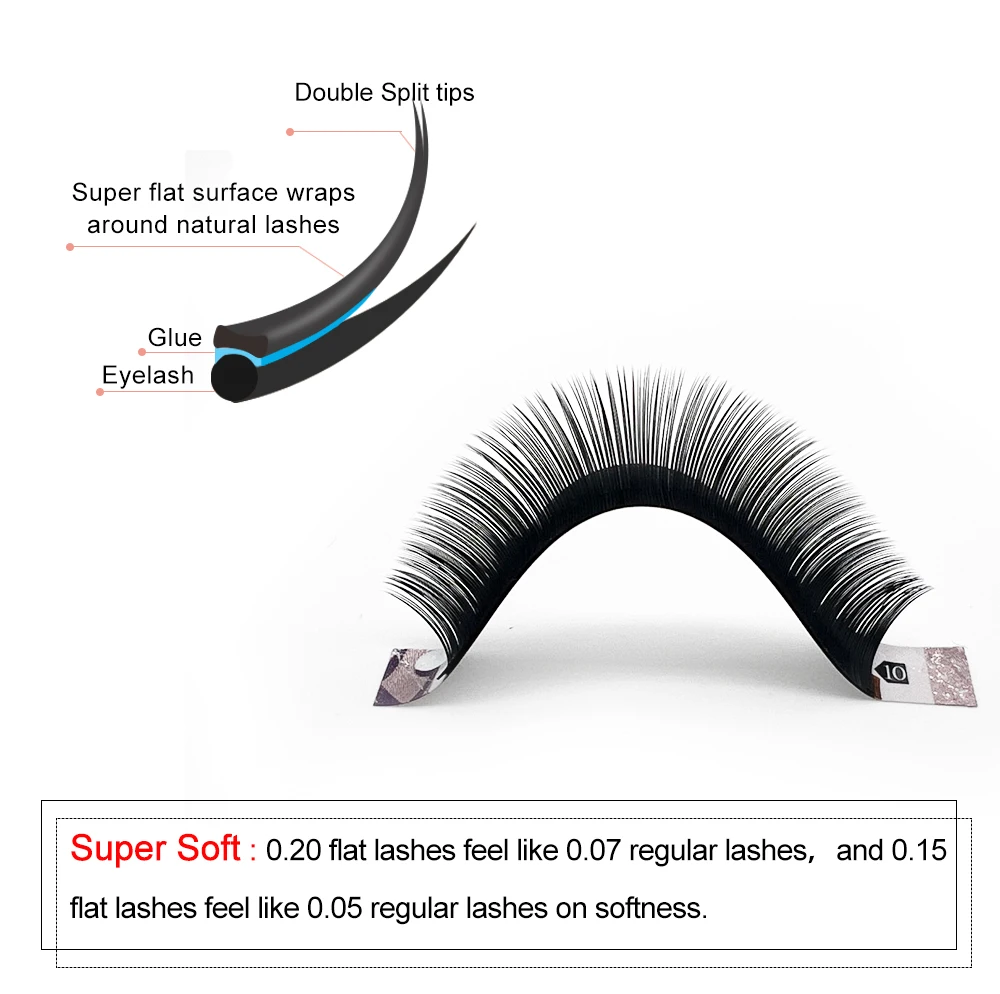 Yelix Schwarze Ellipsenförmige Flache Wimpernverlängerungen 12 Reihen Tray Professionelle Salon-Ausstattung Großhandel Split-Tip Dichtes Volumen Lashe – Detail 4