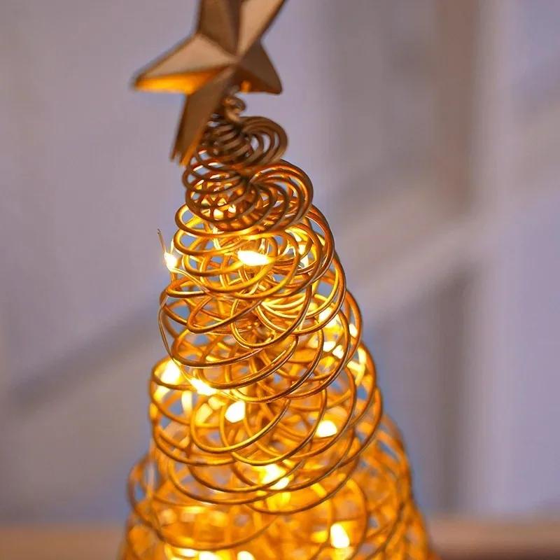 LED Christmas Tree Table Light Creative Spiral Tree Lamp Warm White Night Light for Bedroom Home Holiday Festival Decor