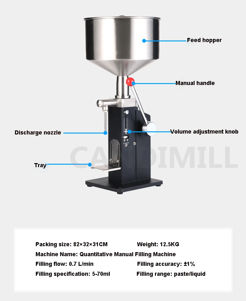 5-70ml Manual Filling Machine Liquid Paste Filling Bottler Juice Filler Sauce Cream Honey Liquid Paste Packaging Equipment