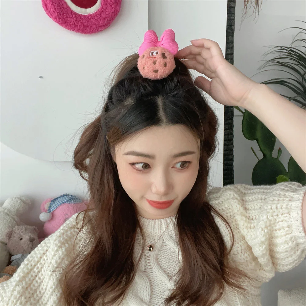 Plush Hair Rope Not Tying Hair Firm Convenient Shoelaces Cartoon Cookie Hair Rope Comfortable Not Easy To Fall Off Bow Hair Rope