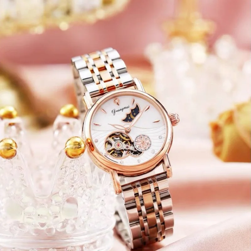 

2024New Lucky Goddess Flower Luxury Watch Women's Waterproof High-Grade Niche Watch Mechanical Women's Hollow Luminous