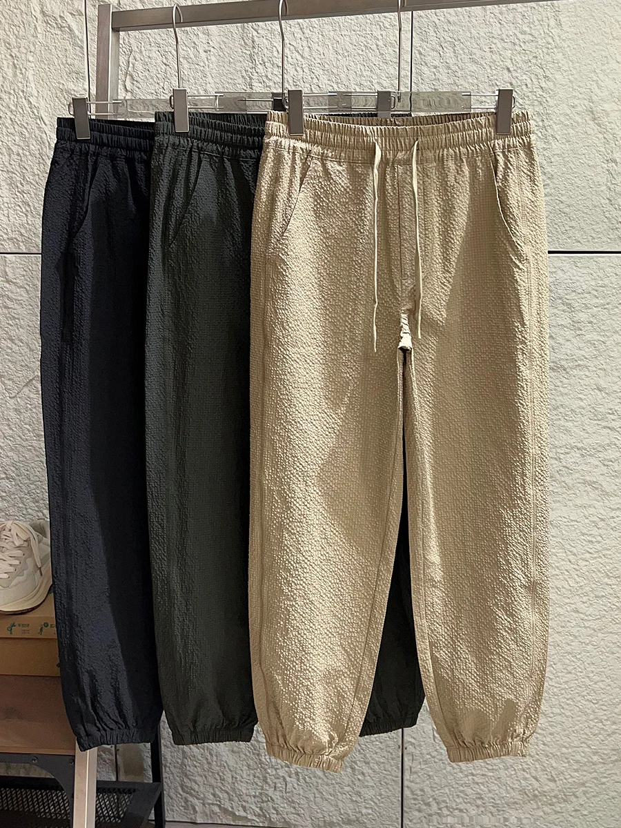 

Unconstrained Bubble Cloth Texture Lightweight Quick Dry Breathable Cool Feeling Comfortable Cuffed Casual Pants for Men