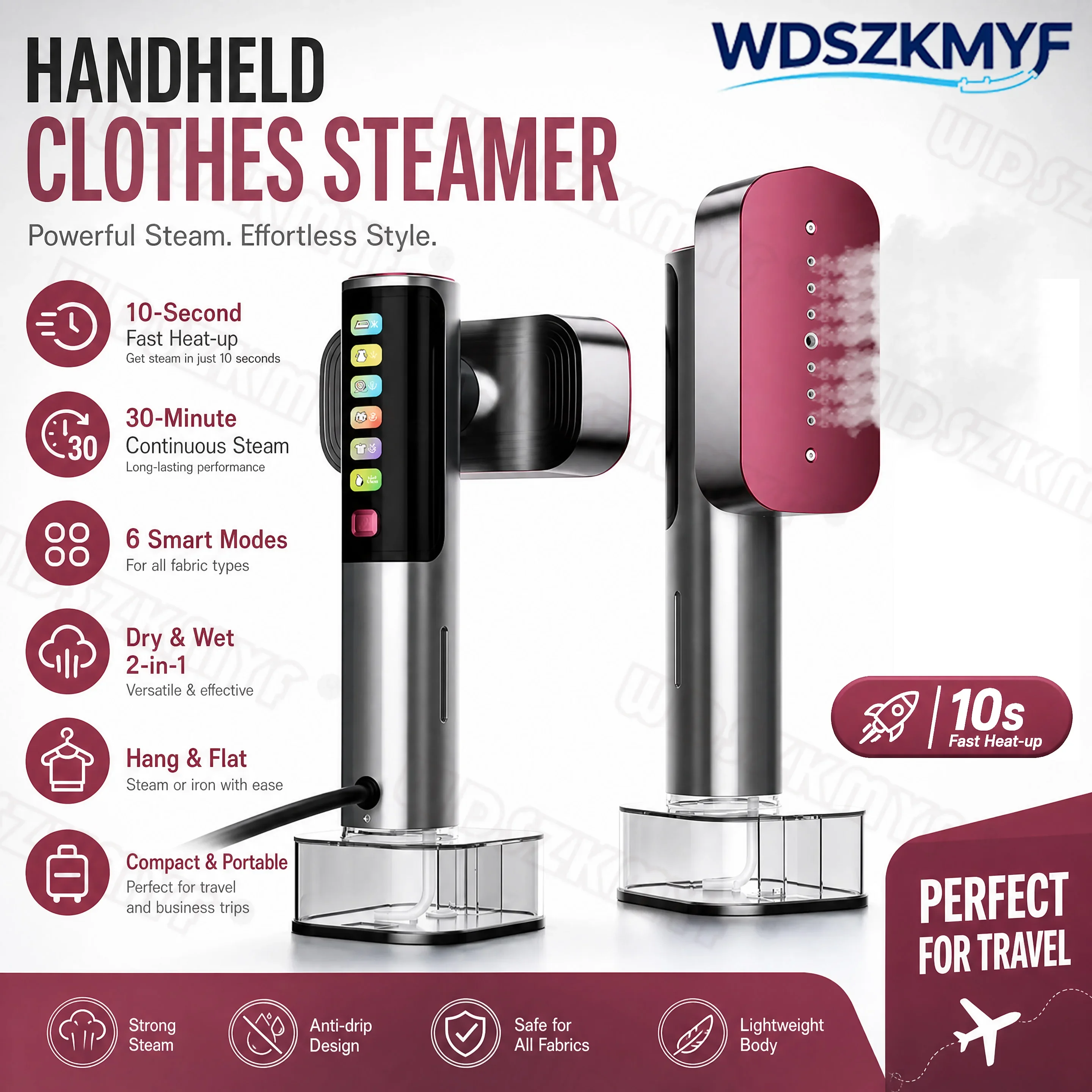 Handheld Steam Hanging Iron Touch Screen Control 10 Seconds Fast Preheat 220ml Portable Home Small Fabric Clothes Steamer