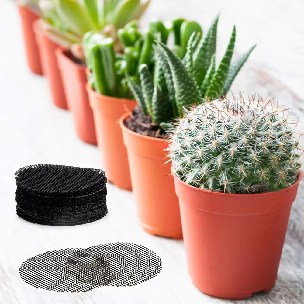 50PCS Flowerpot Gasket Ceramic Black Leakproof Soil Super Large Diameter Breathable Insect-Proof Plastic Circular Mesh Pad