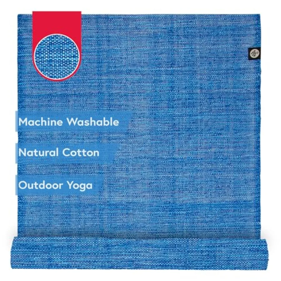 

Shala Yoga Rug Hand Woven for Travel Outdoor Meditation Recycled Cotton 71 x 26 inches Beige Lightweight Non Slip