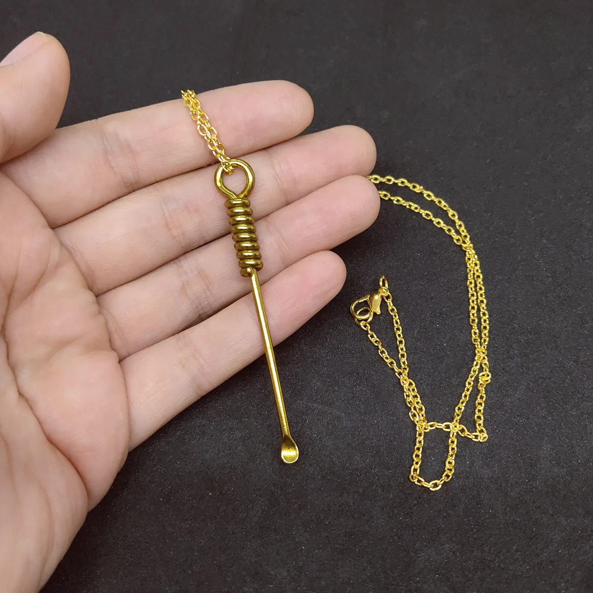 Brass metal necklace Mini spoon pendant Mini Clean tool pendant  Necklace Gift Copper Unisex Jewelry Accessories