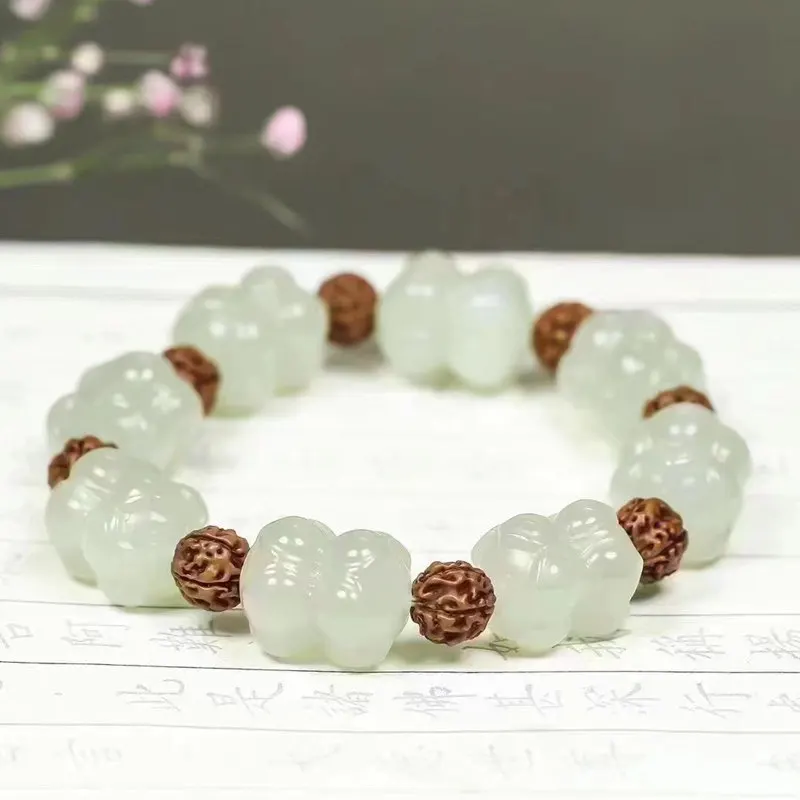 Natural Hetian Qinghai Material Color Bracelet Jade Twin String