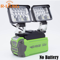 LED Work Light For Greenworks 40V Lithium Battery Portable 56W 5600LM Flashlight Emergency Flood Camping Lamp (No Battery )