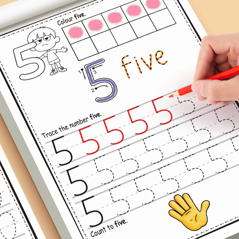 Practice Toy Book for Numbers 0-30 Drawing Book Pen Control Calligraphy Home and School Learning Workbook Mathematics