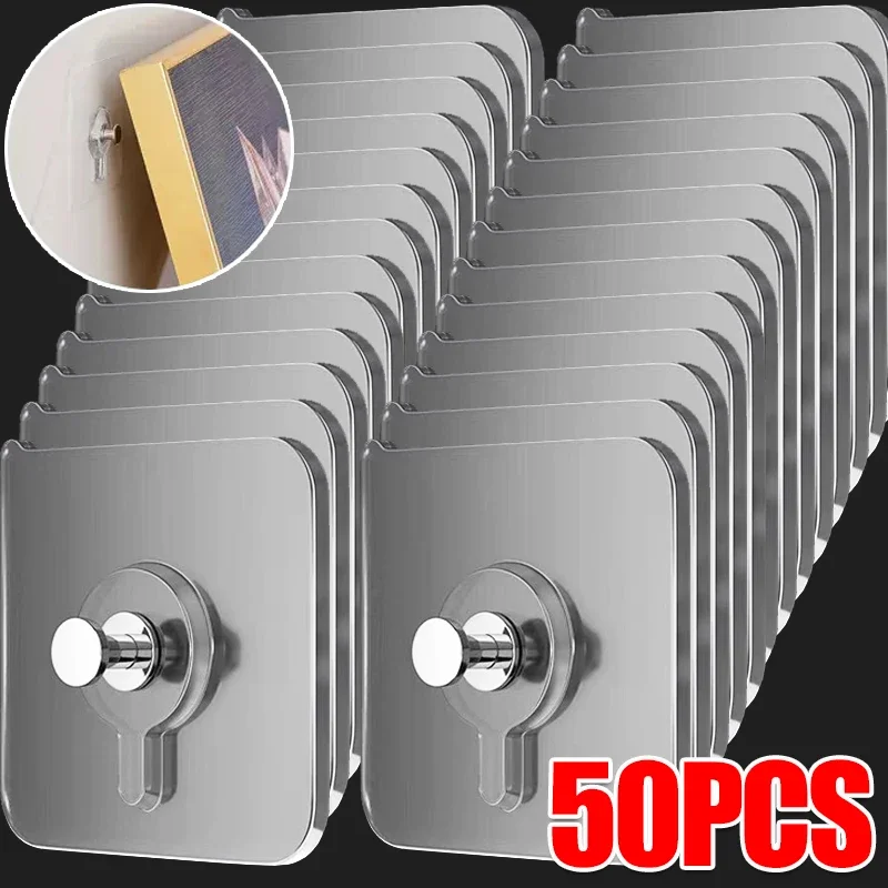 Ganchos adhesivos fuertes, soporte para marco de fotos, póster, reloj fotográfico, sin ganchos de perforación, colgador impermeable para cocina y baño, ganchos de tornillo