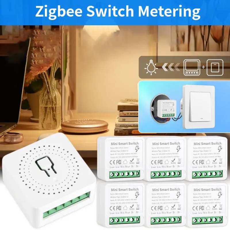 Умный дом Zigbee Wi-Fi умный переключатель с монитором мощности 16A модуль выключателя света Tuya DIY реле выключателя голос для Alexa Google