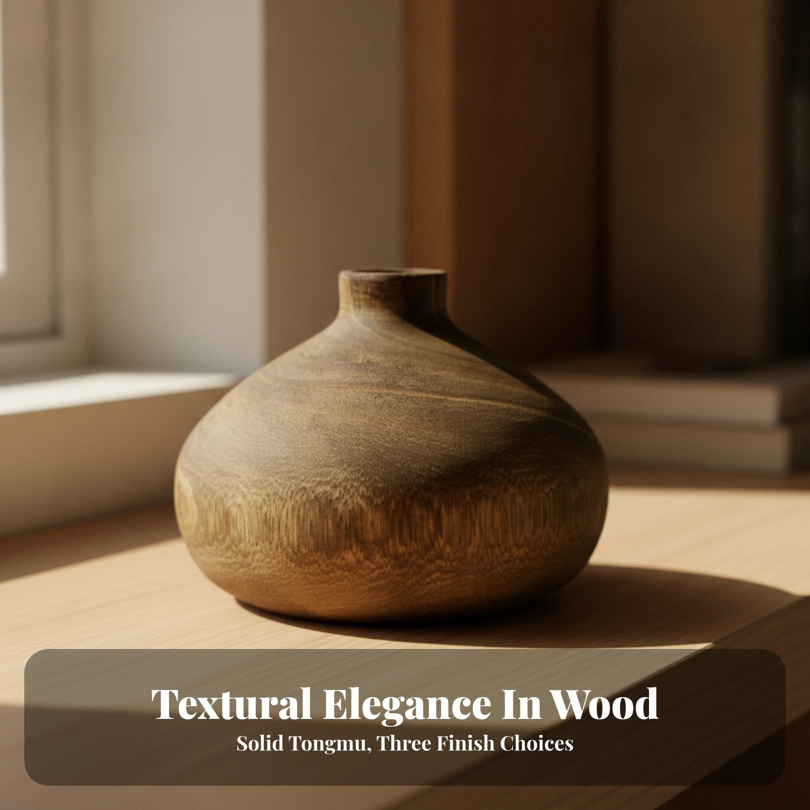 Decorative Paulownia Wood Vase Minimalist Paulownia Wood Vase Boho-Inspired Organic for Home Decorators, Tabletop, Living Room