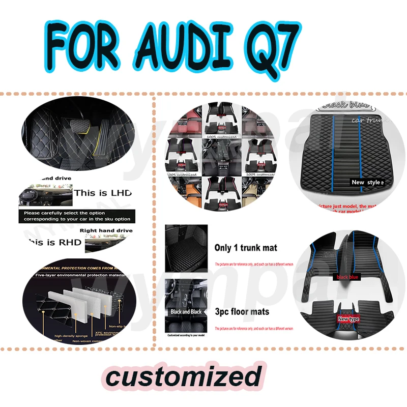

LUXURY Car floor mats for AUDI Q7 (Five Seats) 2016 2017 2018 2019 Custom auto foot Pads