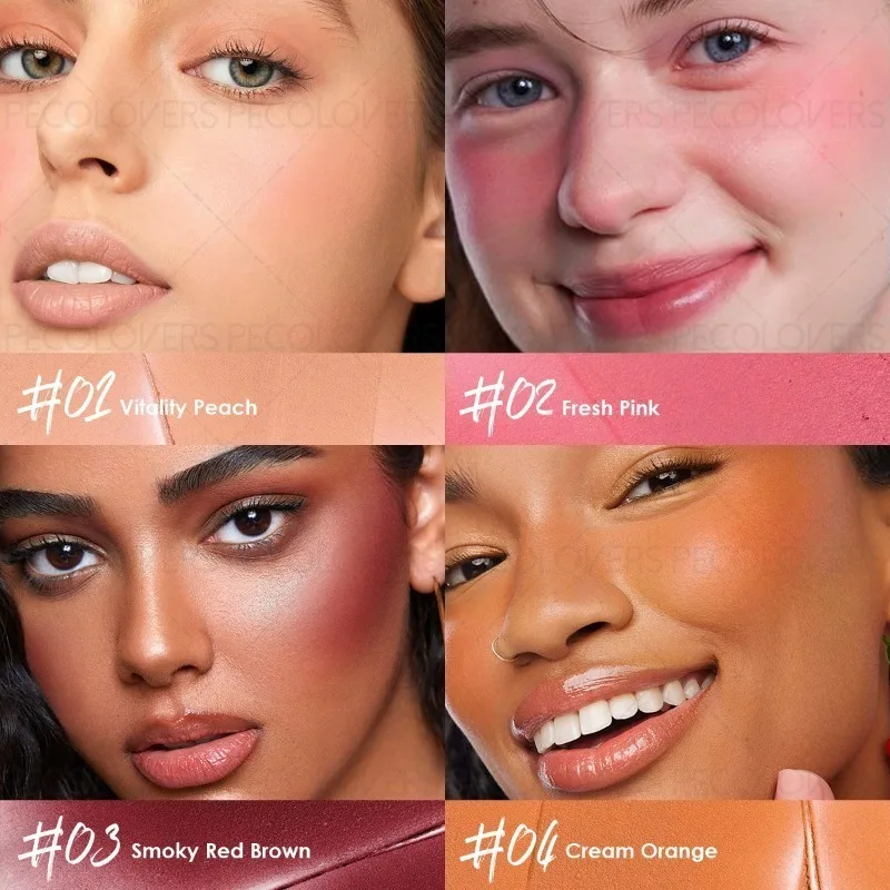 1PC roze push-pull blush crème, gezichtsblush, verheldert de teint van het gezicht, waterdicht en zweetbestendig, schattige make-up