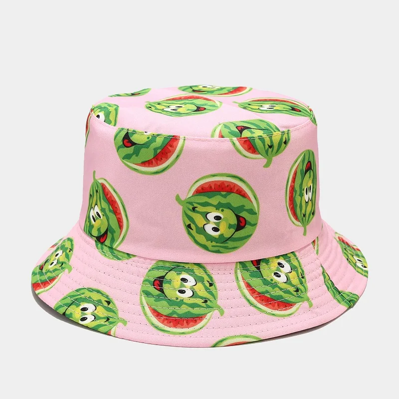 Kreative bedruckte Eimerkappe mit Fruchtmuster, Unisex, Freizeit-Fischerhut für den Außenbereich, Sommer-Strand-UV-Schutz-Sonnenhut, Panama-Bob – Detail 18