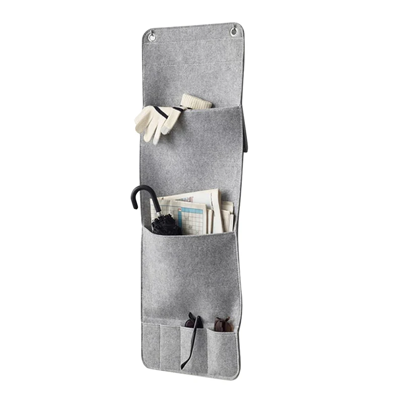 Gray Wall Hanging Style Felt Storage  Bags 6 Pockets  Mounted Wardrobe  Pouch Cosmetic Hang  Toys Organizer