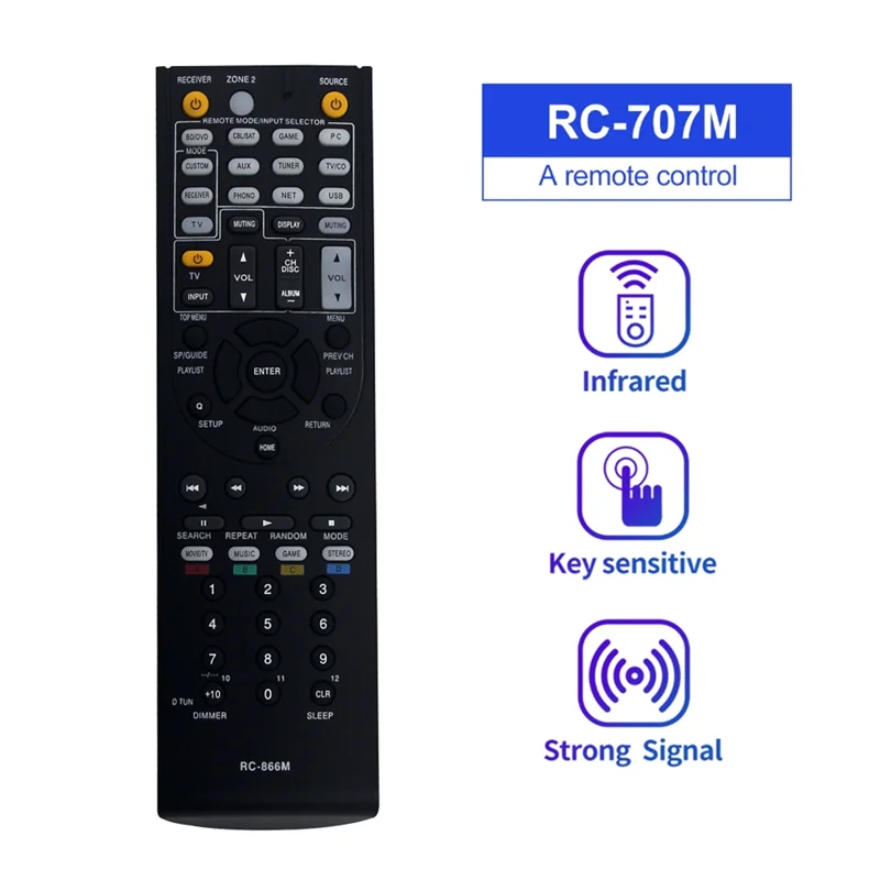 1 PCS RC-707M Remote Control Black ABS For Onkyo Home Theater Speaker HT-R560 HT-R667 HT-S5100 HT-S6100 HTP-750X SKB-750X L