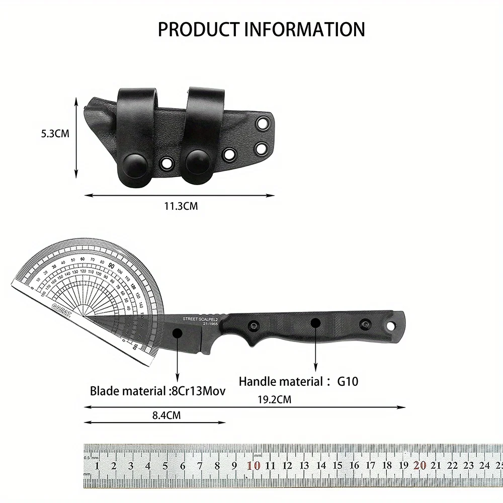 TOPS con fodero lama fissa coltello dritto esterno manico G10 lama 8Cr13Mov campeggio caccia autodifesa strumenti multifunzionali