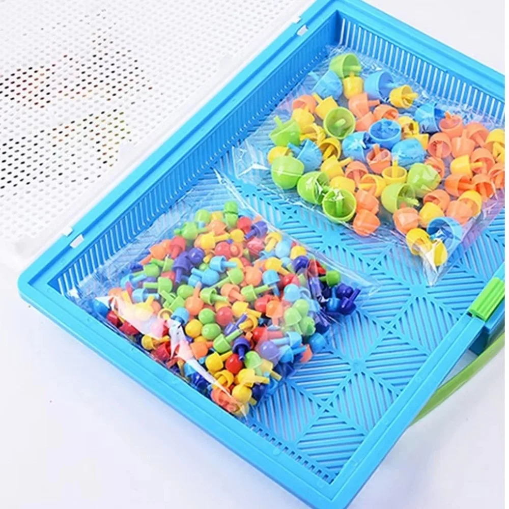 Colorful Mushroom Nail Building Blocks DIY Creative Pegboard Set Handmade Color Cognition 3D Puzzle Game