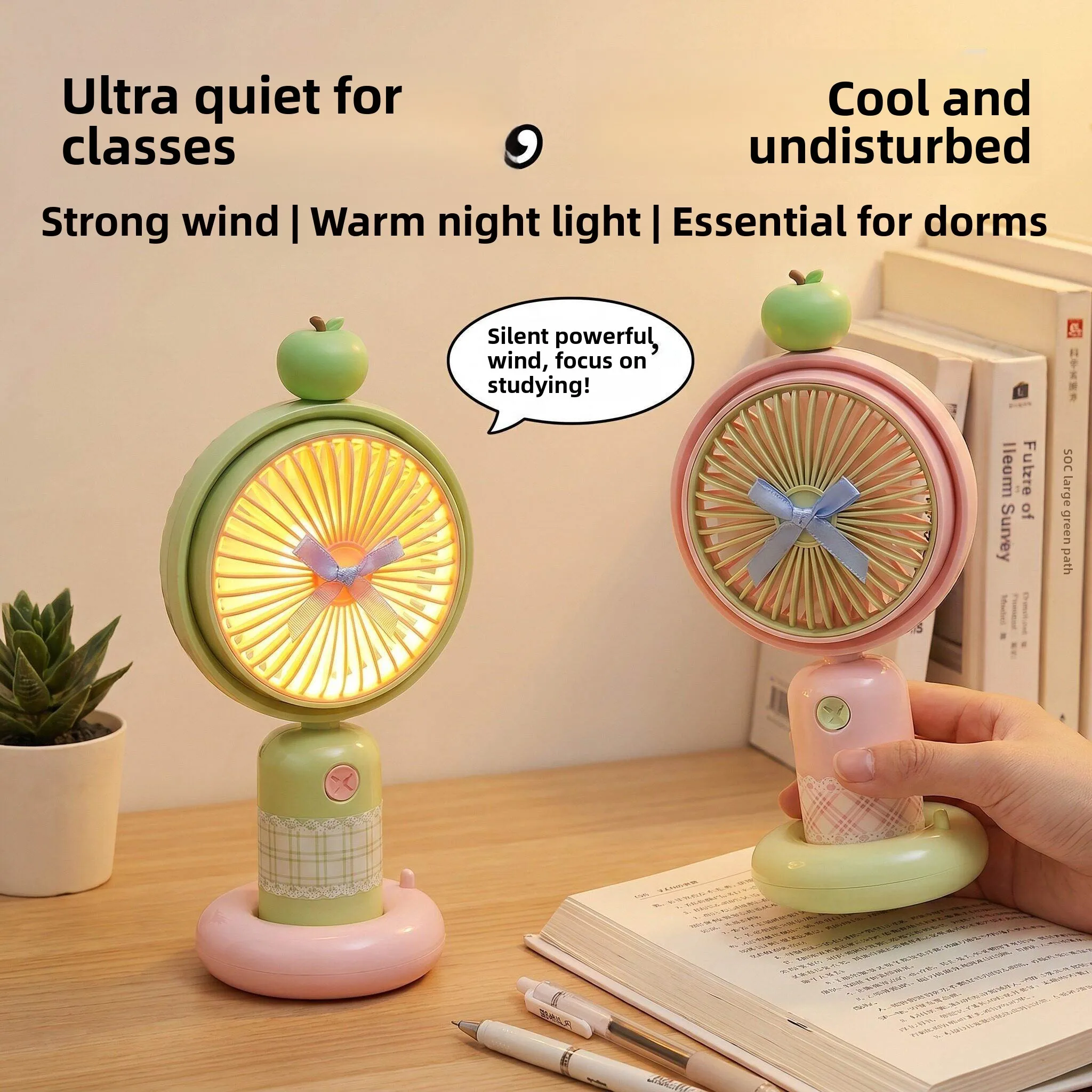 

Portable Handheld Fan High Aesthetic Value Small Desktop Fan for Class Office Outdoor Use Quiet Knot USB Fan