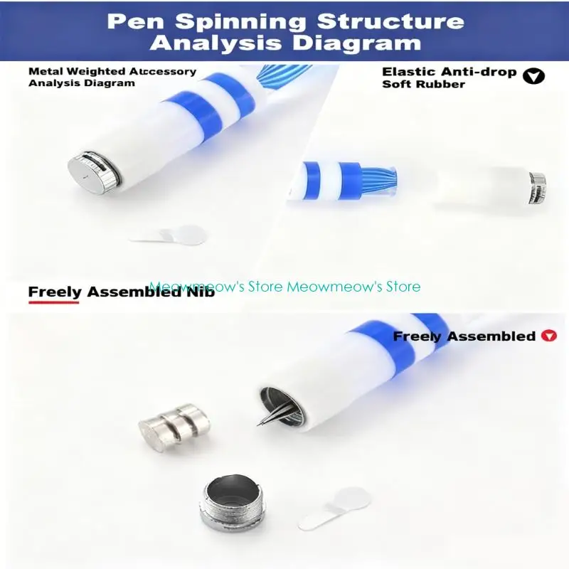 W91A Lighted Up LED Acrylic Spinner Pen Decompression Rotating Pen Unable to Write