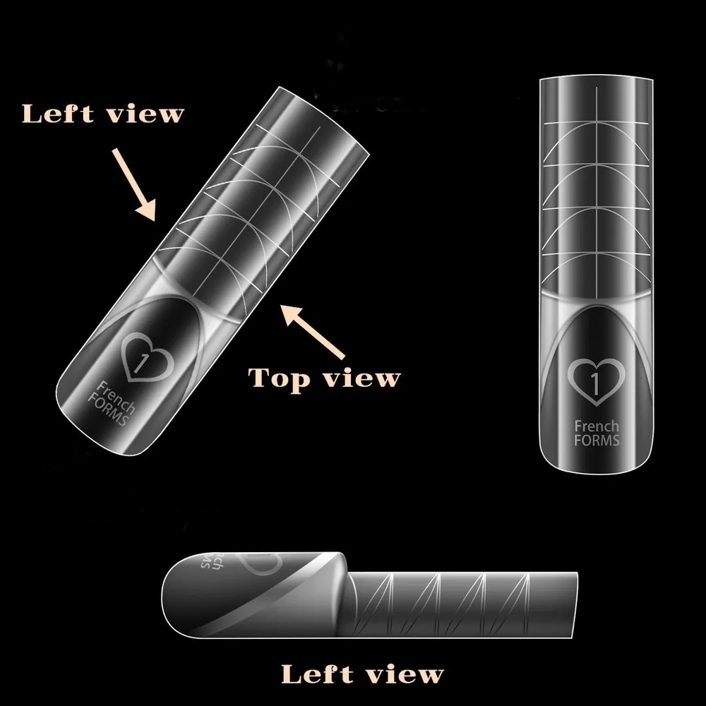 120Pcs 15 Sizes Space French Nail Dual Forms Transparent Quick Building Gel Mold Full Cover Nail Forms Plastic