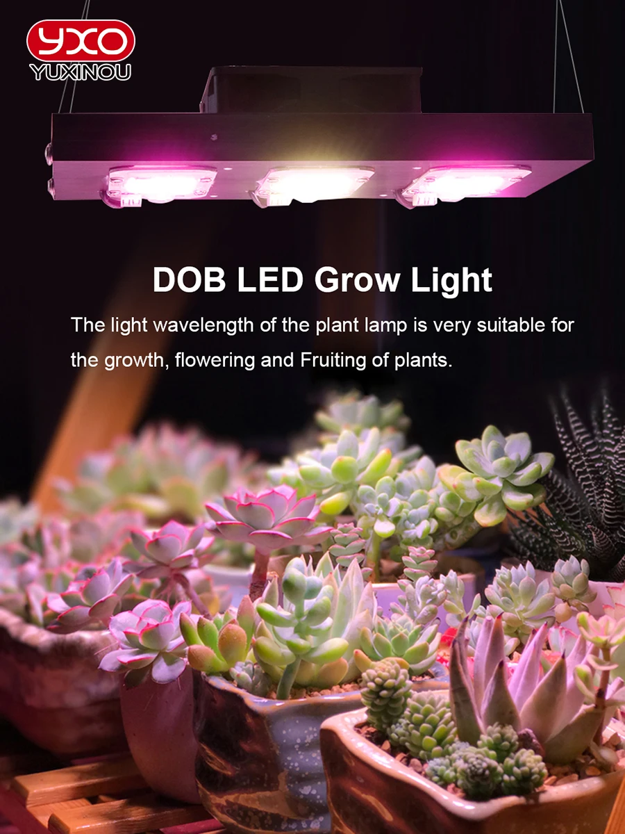 1500W COB DOB LED Grow Light 110V 220V Full Spectrum Growth Phytolamp With Cooling fan For Hydroponic Greenhouse Indoor Veg Seed