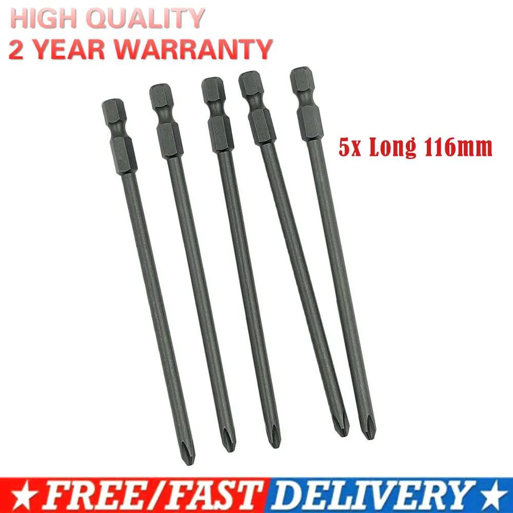 5x Long 116mm FOR HILTI PH2 FOR SMD 57 MAGAZINE Magnetic Cross Head   Electric Screwdriver Bit Screw Cap Bolt  Tools For Car Acc