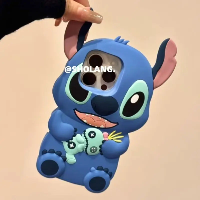 

New Kawaii Disney Stitch Phone Shell Cartoon 3D IPhone 16 Promax Apple 15 Phone Case 14 Silicone 13 Soft 12 11 Girl's Gifts Toys