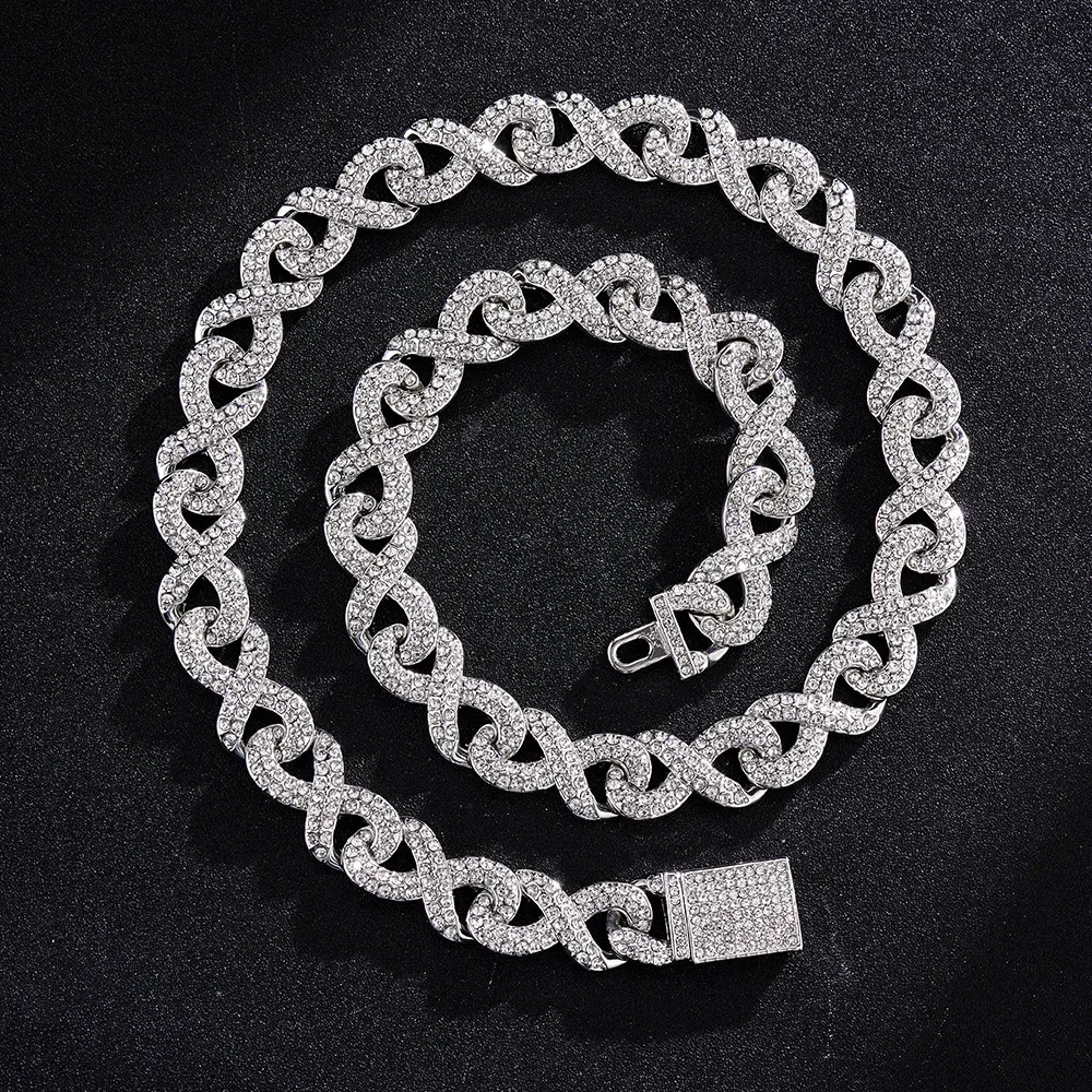 

2023 New High Quality 15mm Iced Out Bling Micro Paved Cz Symbol Cuban Link Chain Choker Necklace Hip Hop Jewelry For Boy Men