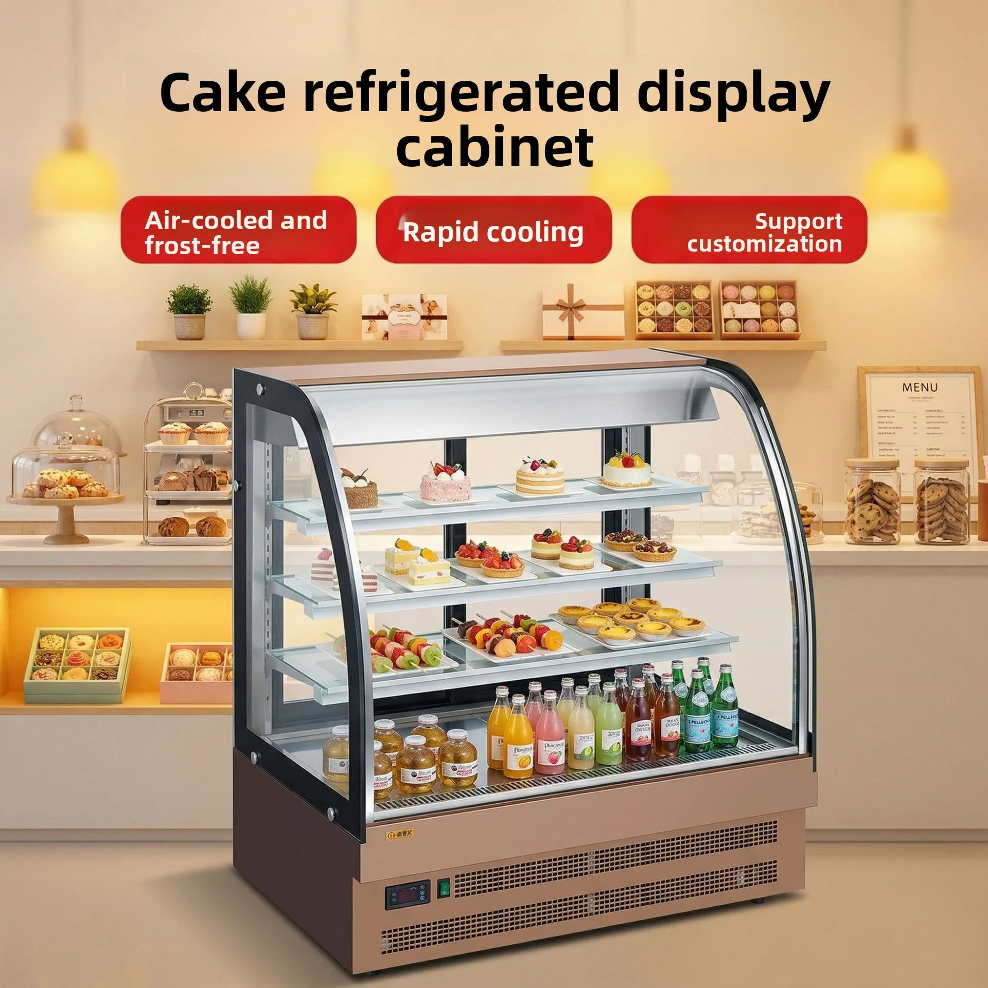CX commercial cake cabinet glass arc air-cooled and refrigerated, fruit small fresh-keeping display cabinet