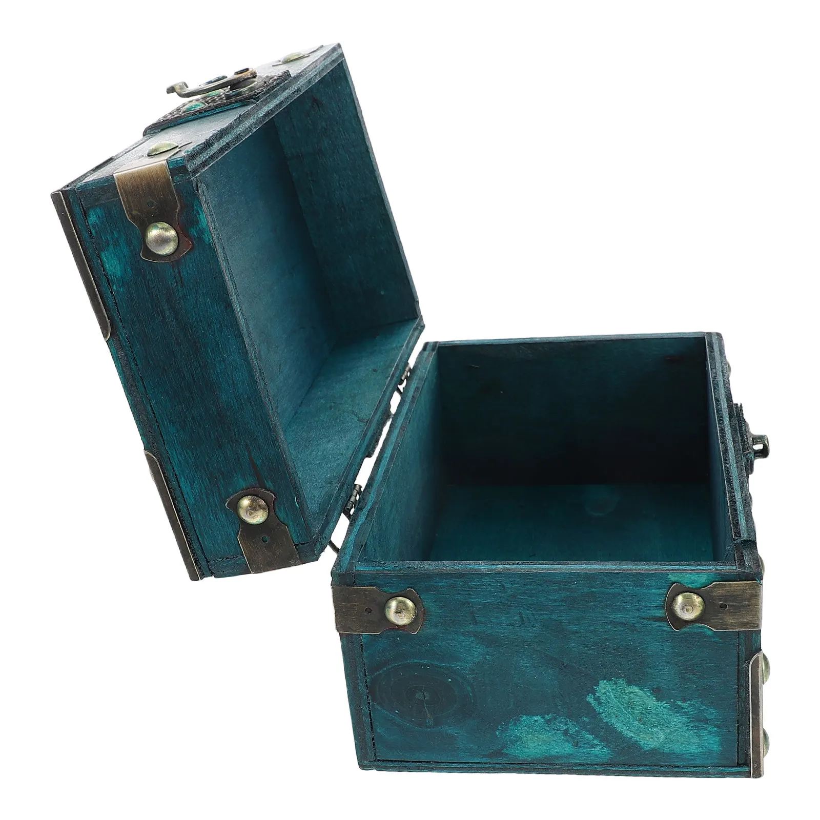 

Vintage Lockable Wooden Jewelry Storage Box Retro Decorative Treasure Chest Organizer Small Necklace Earrings Organizer Case