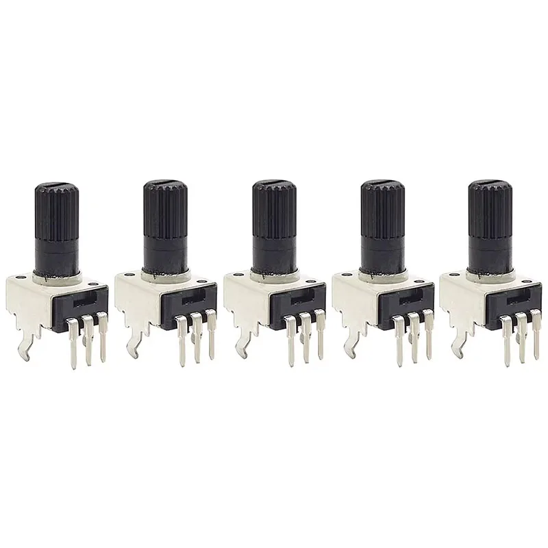 5Piece RV09 Vertical 12.5mm Shaft 0932 Adjustable Resistor 1K 2K 5K 10K 20K 50K 100K 200K 500K 1M 9 Type 3Pin Seal Potentiometer