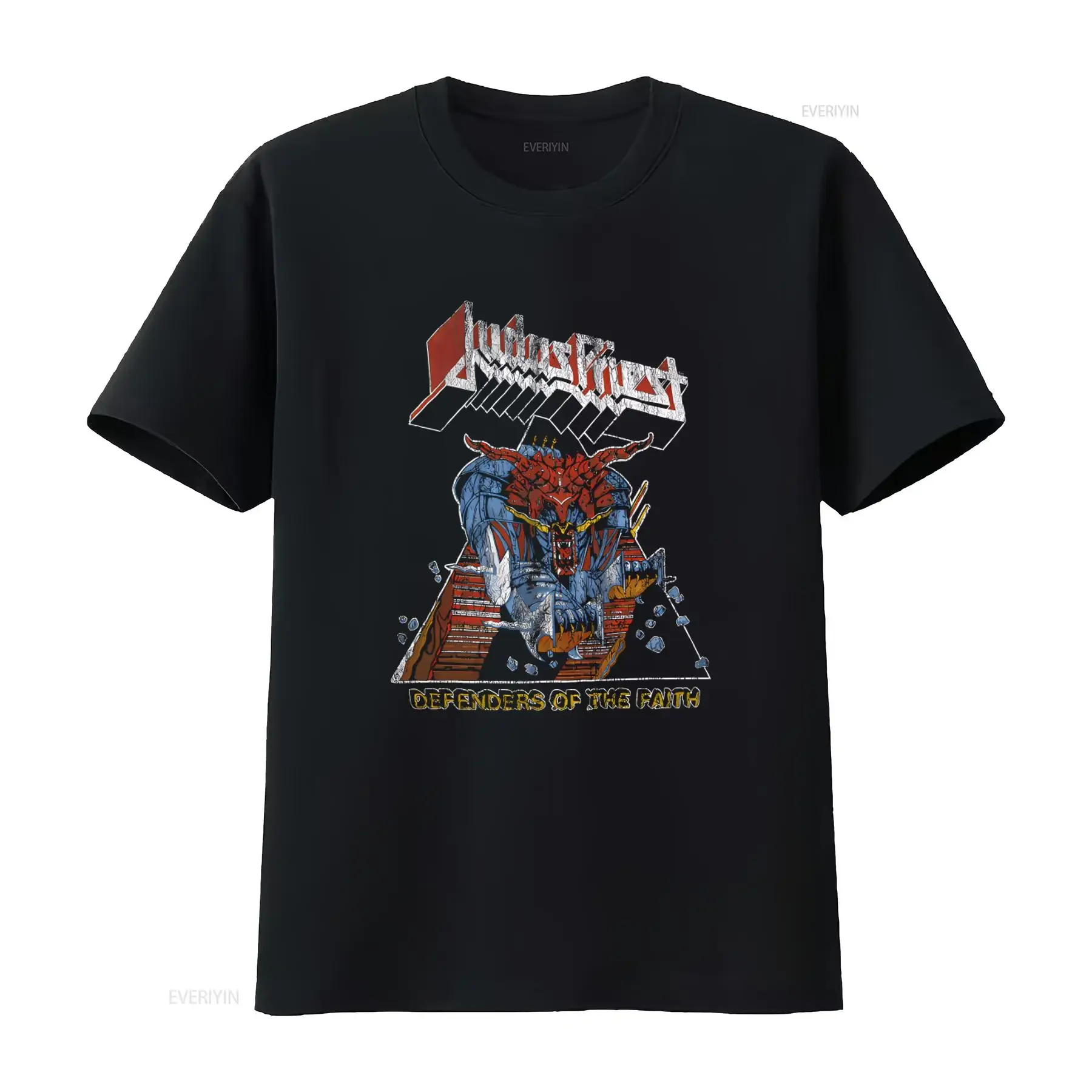 Amplified Judas Priest Defenders of the Faith Mens Charcoal T Shirt XL vintage Washed Casual Slightly graphic homme Versatile