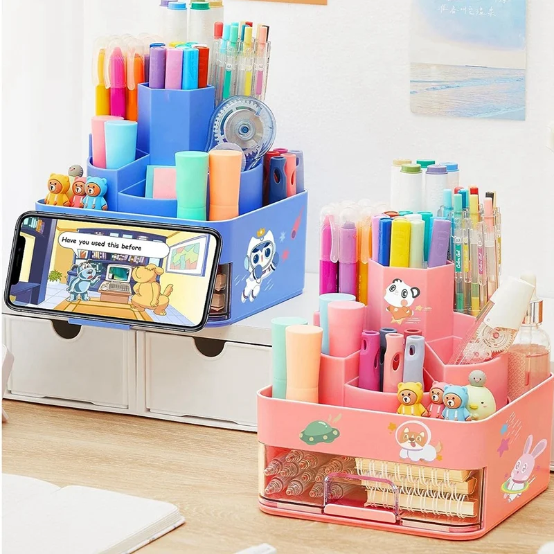 회전 펜 연필꽂이 책상 정리 연필 냄비 메이크업 브러쉬 홀더, 가정용 11 칸